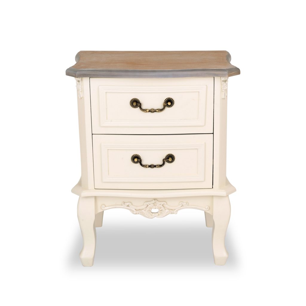 tfg114-aw-wd_2 Antique White 2 Drawer Bedside Table
