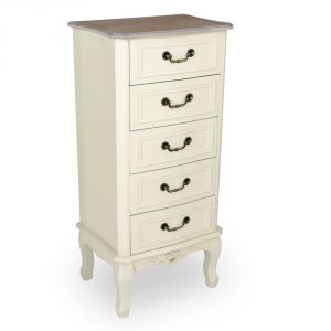 tfg116-aw-wd_01 Ornate Antique White Tall Boy Drawers