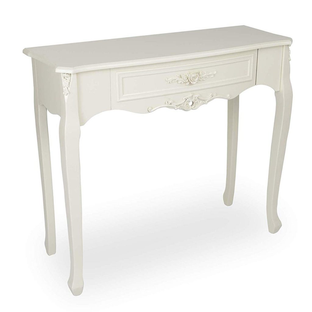 tgf-226-wh_01 Ornate Soft White Dressing Console Table