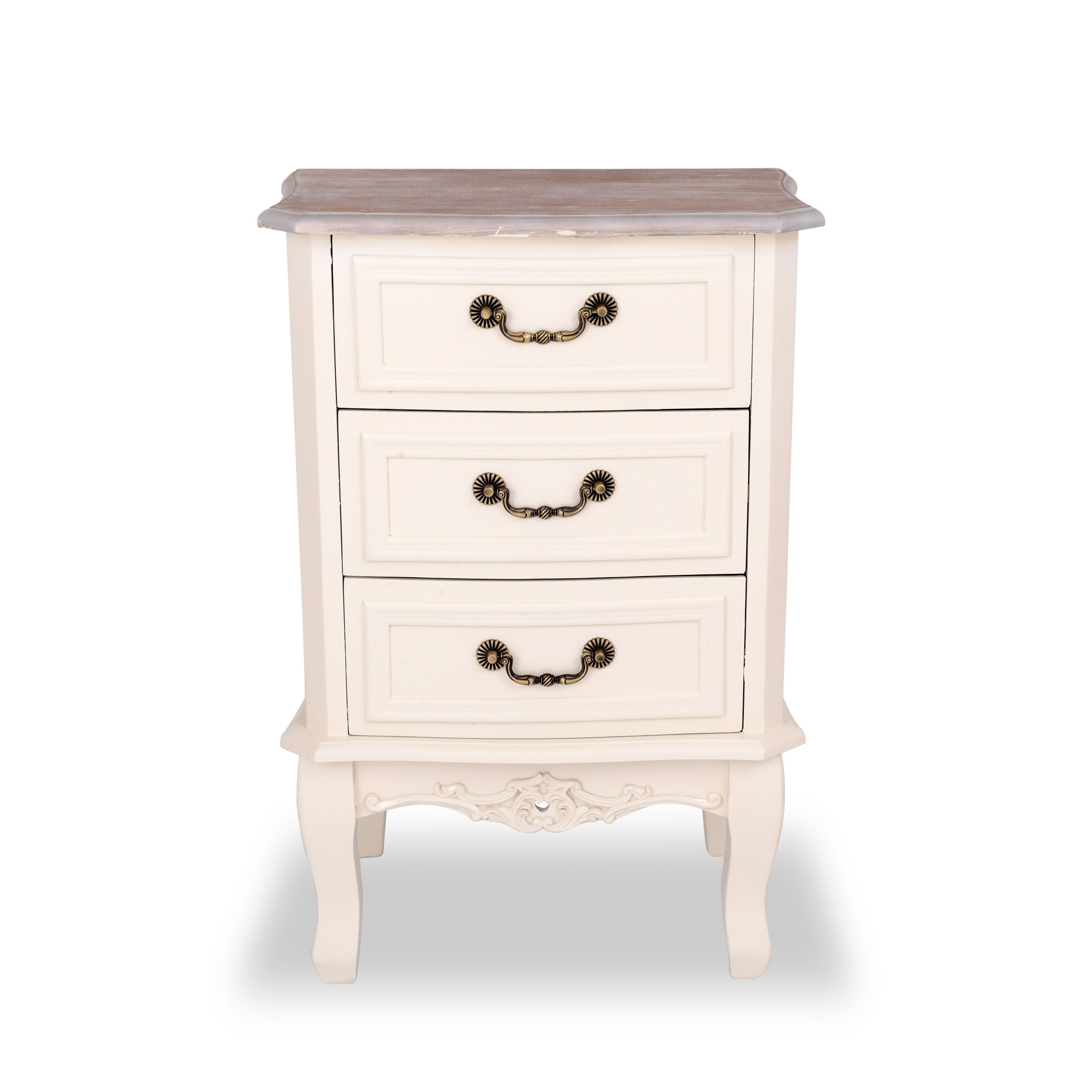 Antique White Brown Ornate Bedside Table Interior Flair