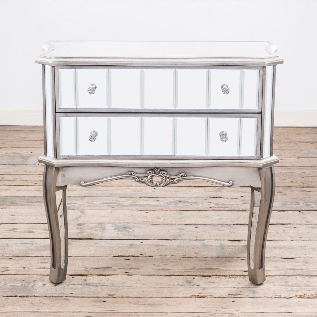 ven-a-003-slpt French Vintage Silver Mirror Chest of Drawers
