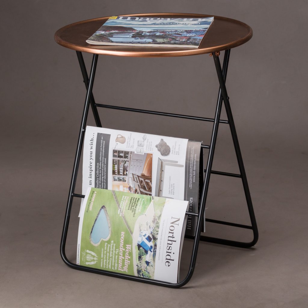 19510-b Contemporary Copper Magazine Rack Table