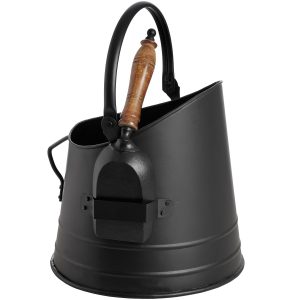 11212 Black Fireplace Coal Bucket with Shovel