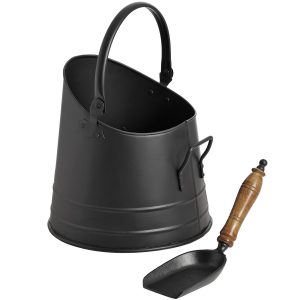 11212-a Black Fireplace Coal Bucket with Shovel