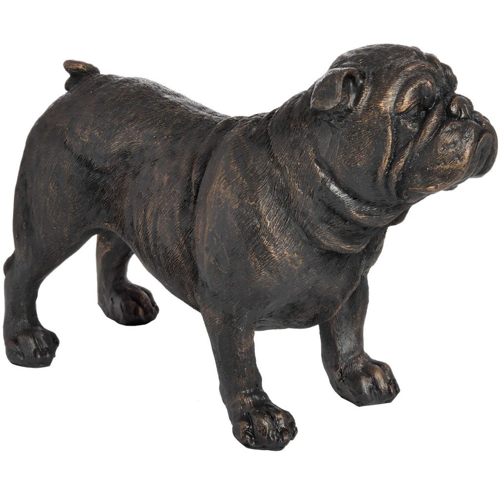 18420-a Antique Bronze Standing British Bull Dog