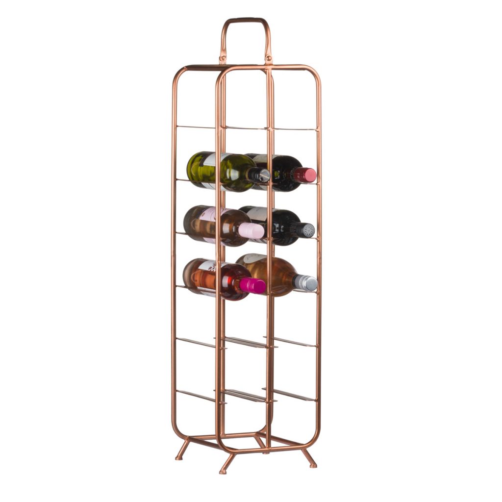 18866-a Industrial Style Copper 12 Bottle Rack