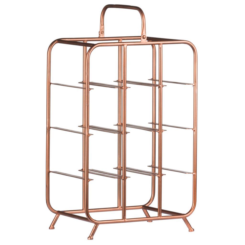 18867 Industrial Style Copper 9 Bottle Rack