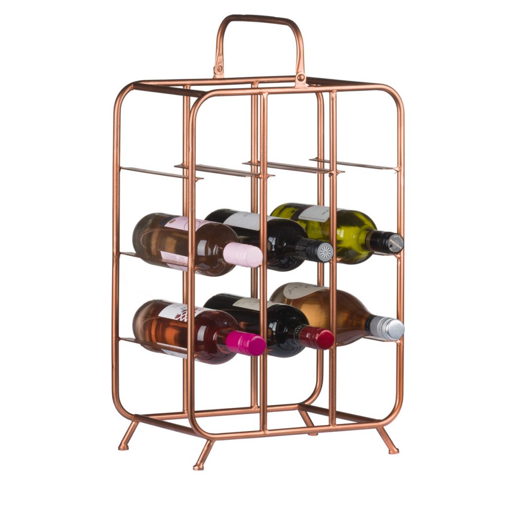 18867-a Industrial Style Copper 9 Bottle Rack