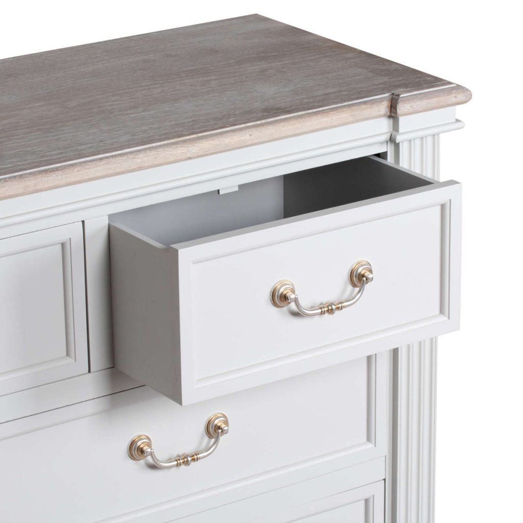 18882-a Classic Style White Chest of 7 Drawers