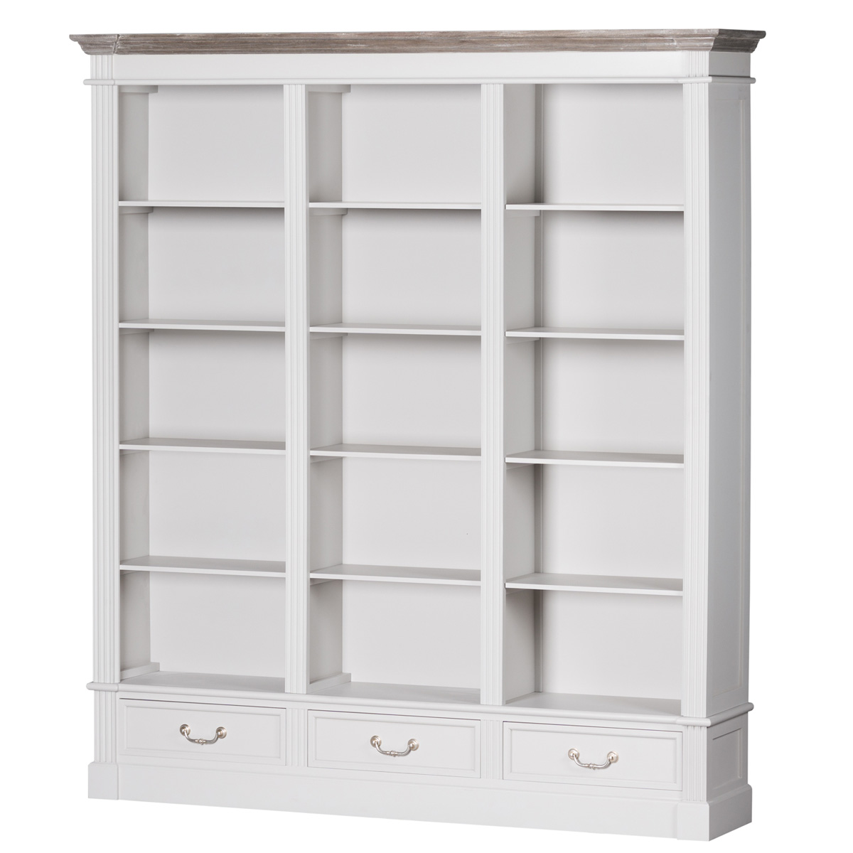 18883 Large Classic White Grey Bookcase Interior Flair