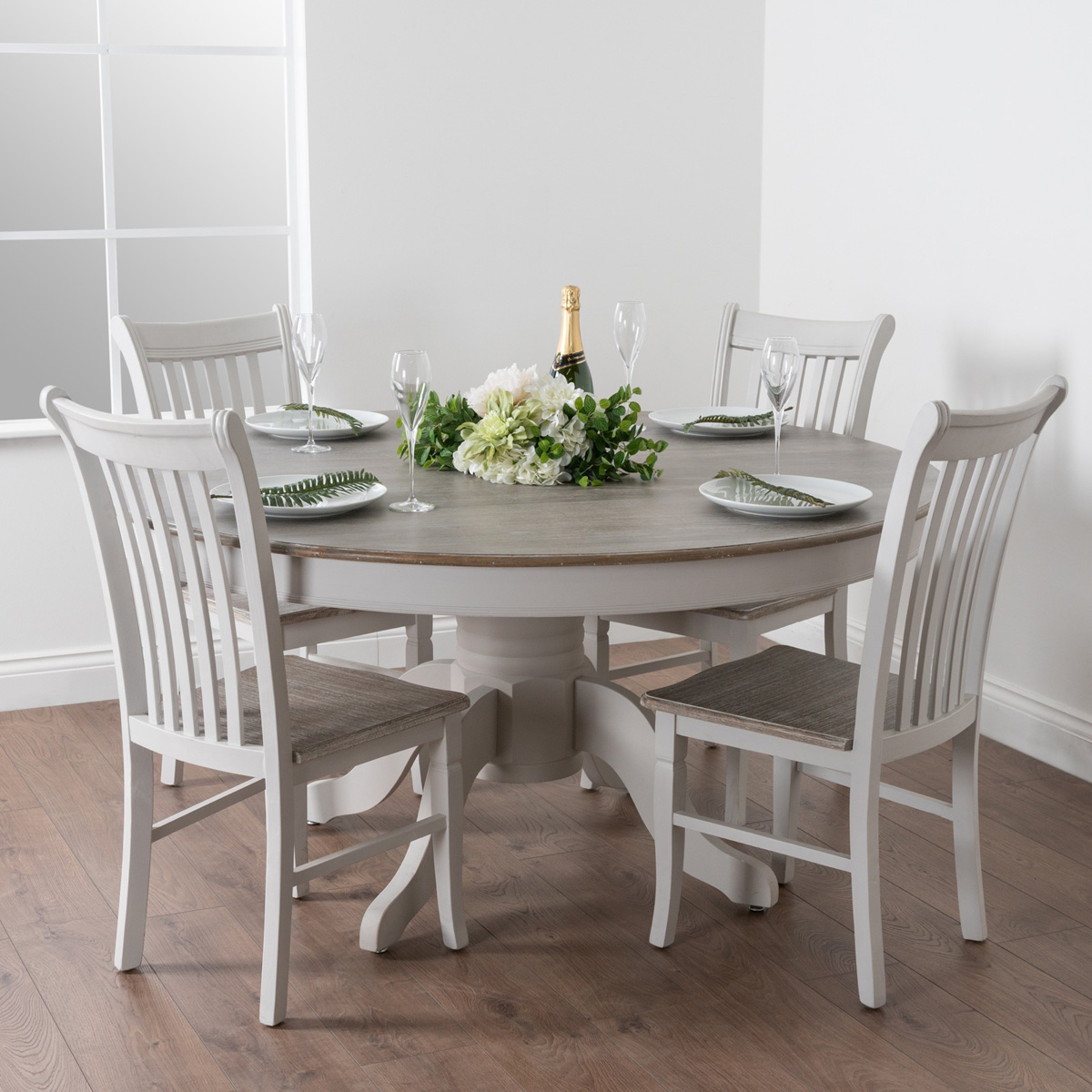 Large Classic Grey Dining Round Table - Interior Flair