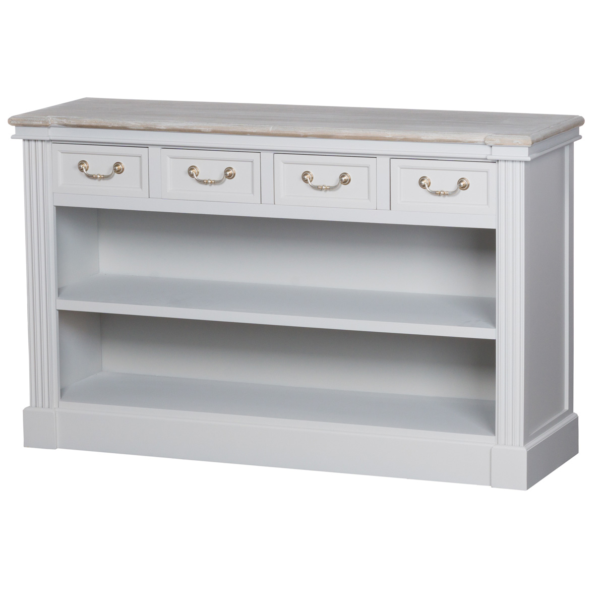 18891 Classic Grey White Wooden Low Bookcase Interior Flair