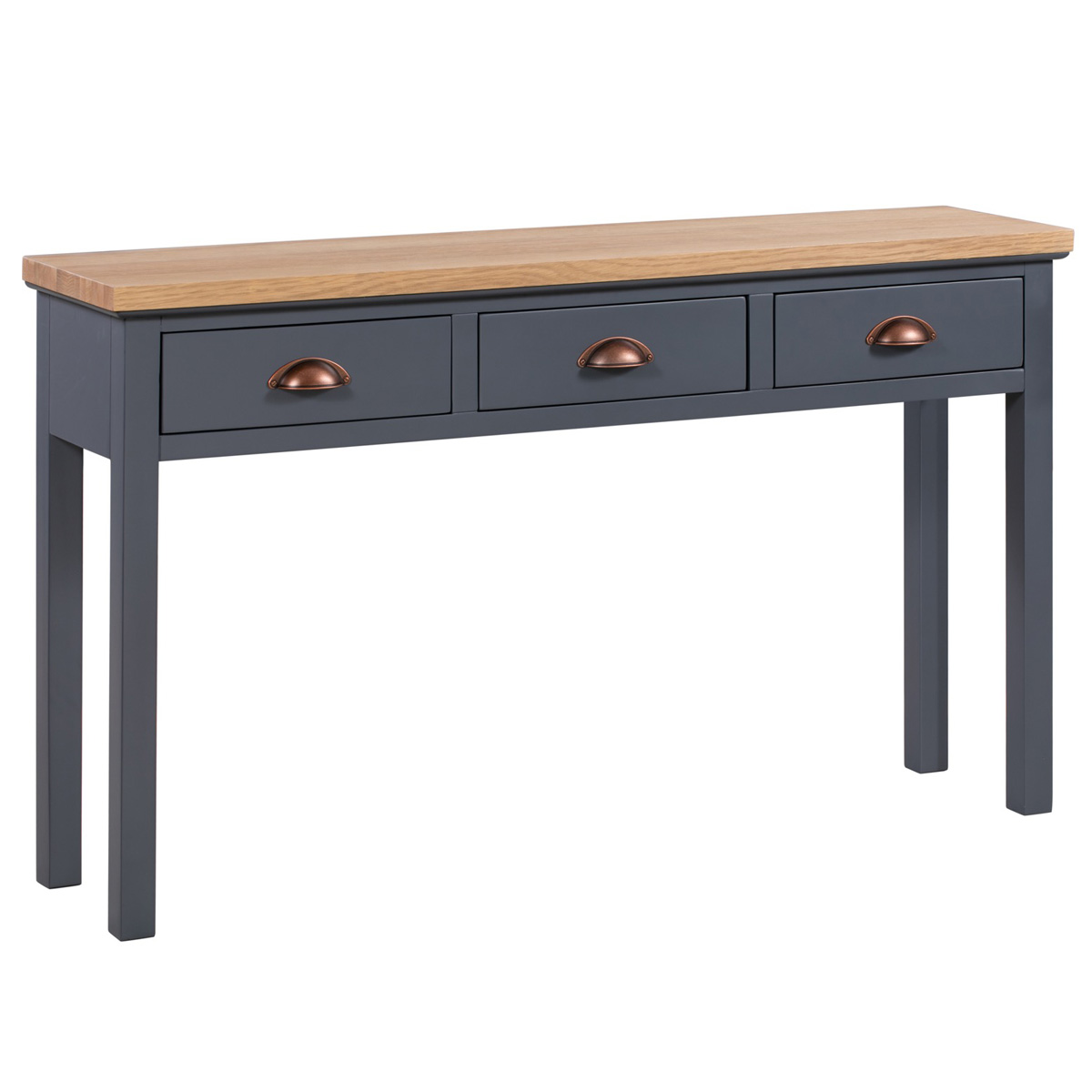 19320 Slate Grey Copper 3 Drawer Console Table Interior Flair