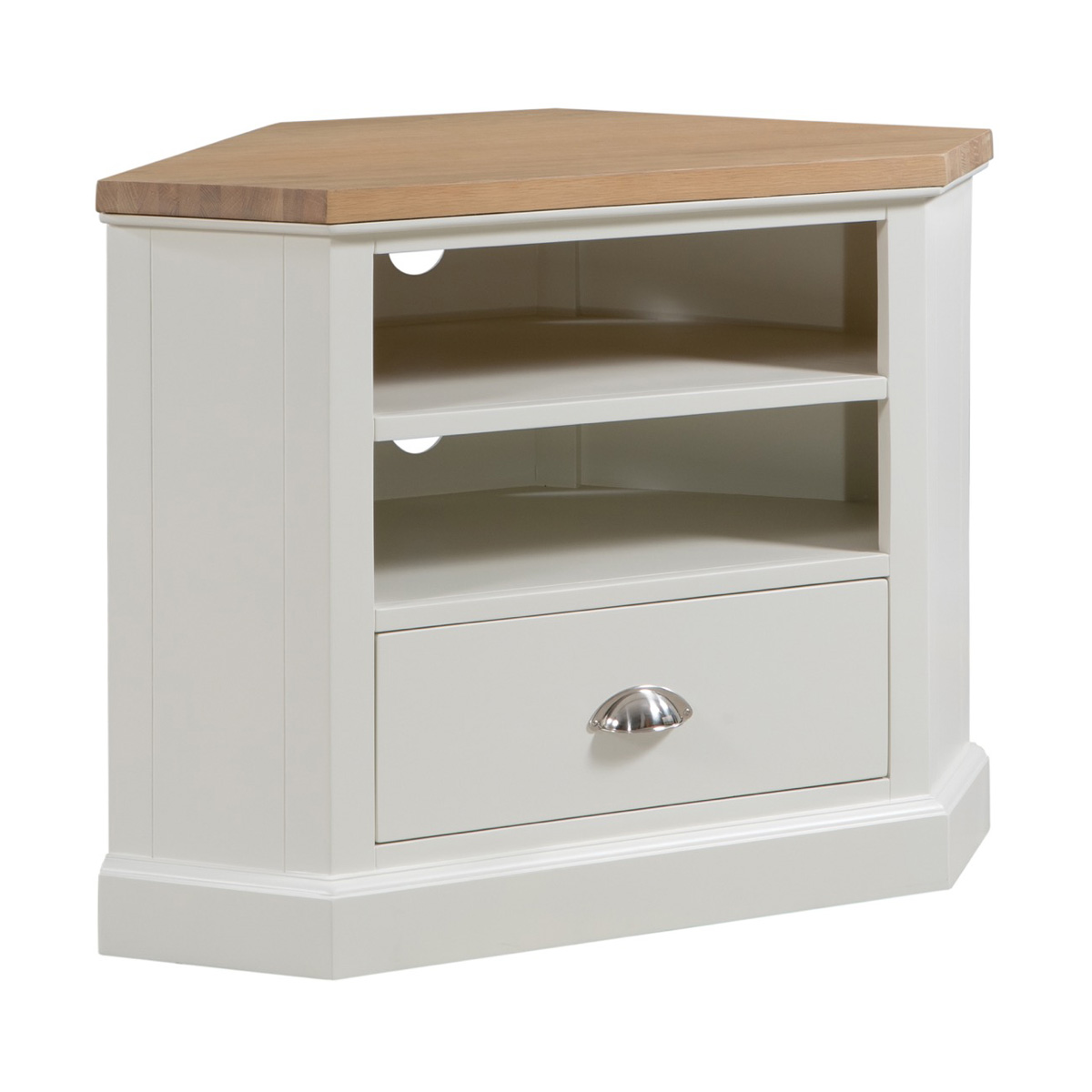 19325 Farmhouse Style White Corner TV Unit Interior Flair