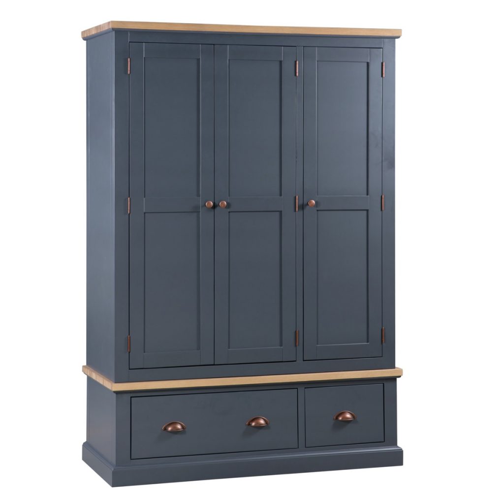 19488 Slate Grey Industrial Copper Wooden Wardrobe