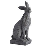 19842 Large Natural Grey Sitting Hare Statue