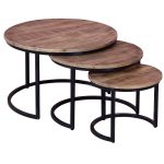 19989 Set of 3 Industrial Style Round Tables