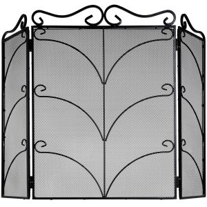 6611 Large Black Ornate Screen Fire Guard