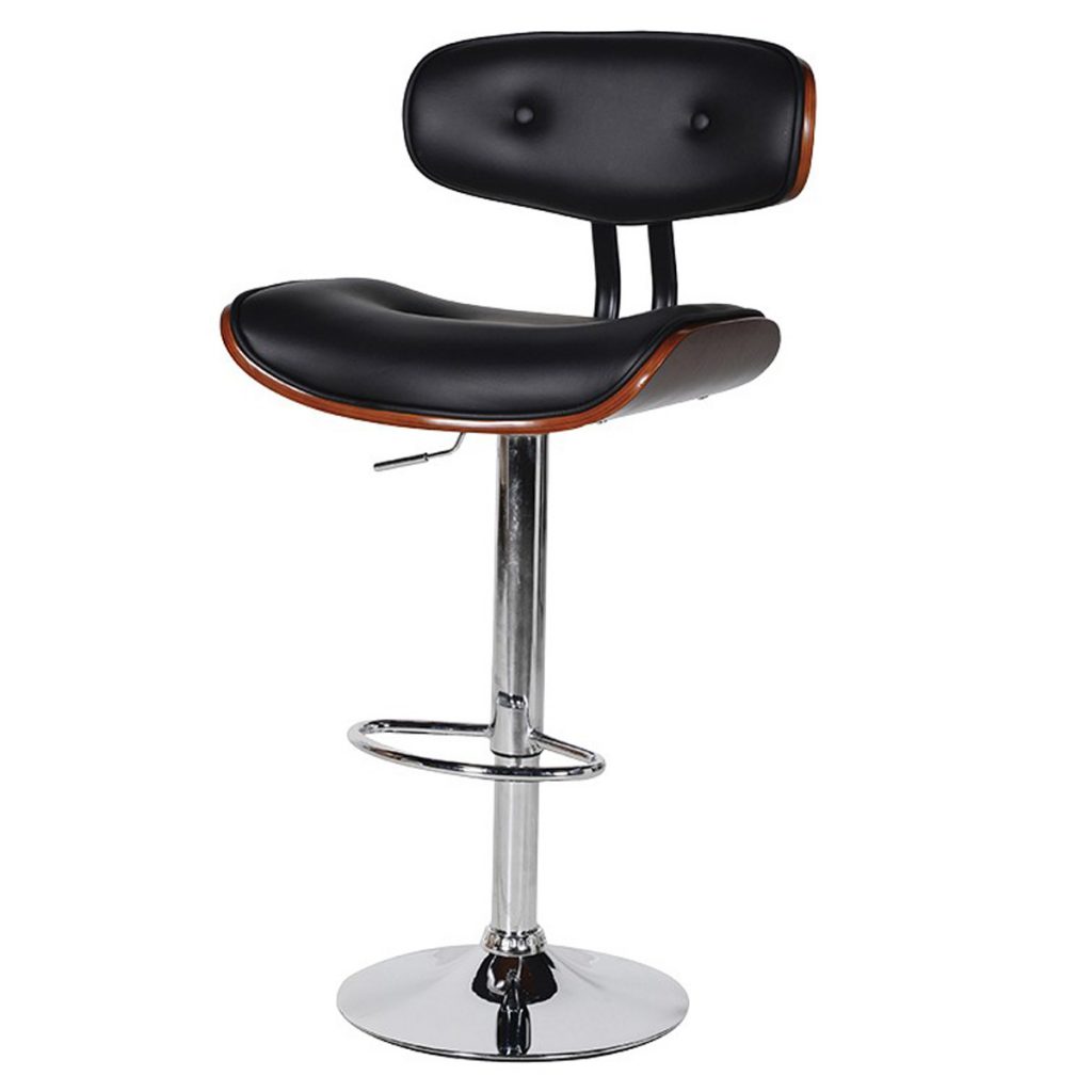 AJG001 Adjustable Upholstered Black Bar Stool Interior Flair