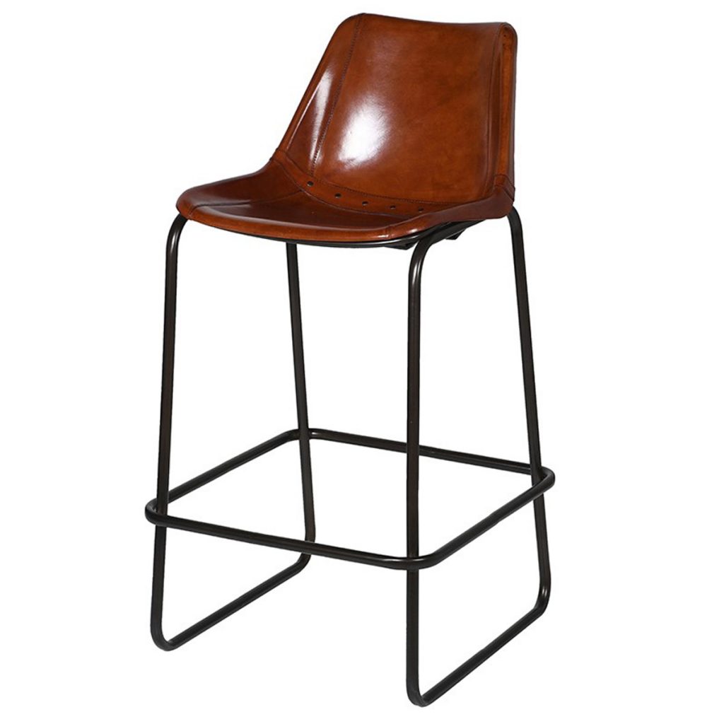 EXP084 Retro Style Tan Leather Bar Stool