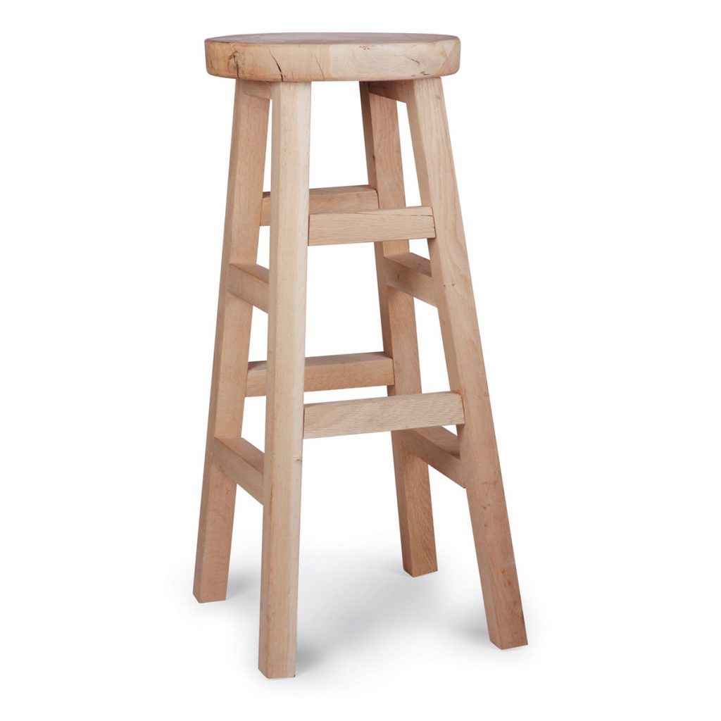 FUOA04_portrait_8 Rustic Raw Oak Round Bar Stool