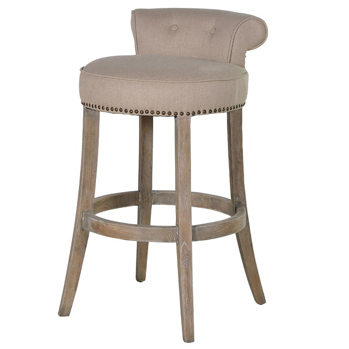 MEY277 Linen Roll Top Upholstered Fabric Bar Stool Interior Flair
