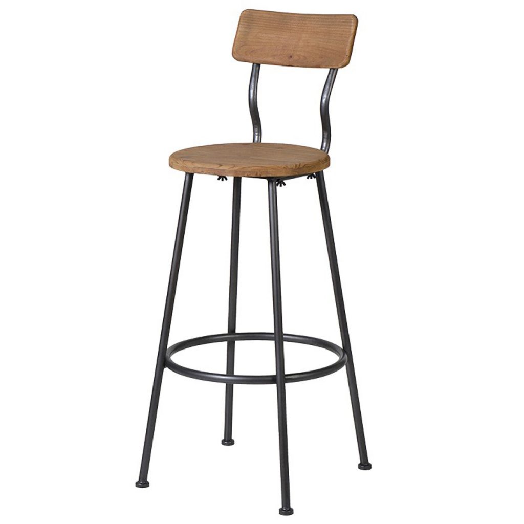 RYH146 Vintage Style Wood Grey Metal Bar Stool Interior Flair