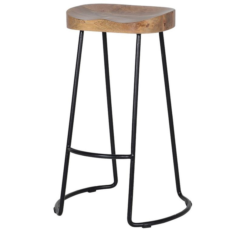 SNI001 Sturdy Natural Wooden Grey Bar Stool Interior Flair