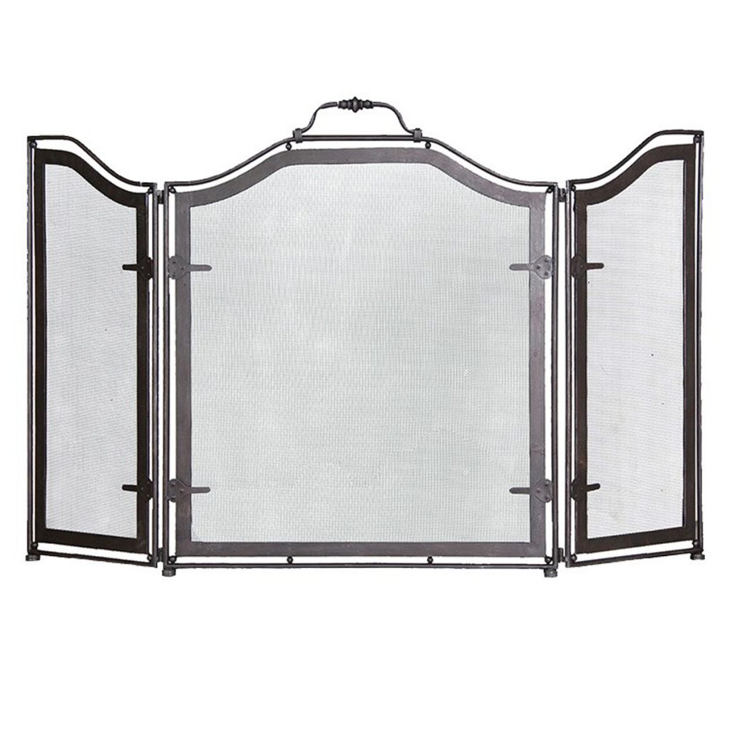STN703 Ornate Antique Grey Iron Fire Screen