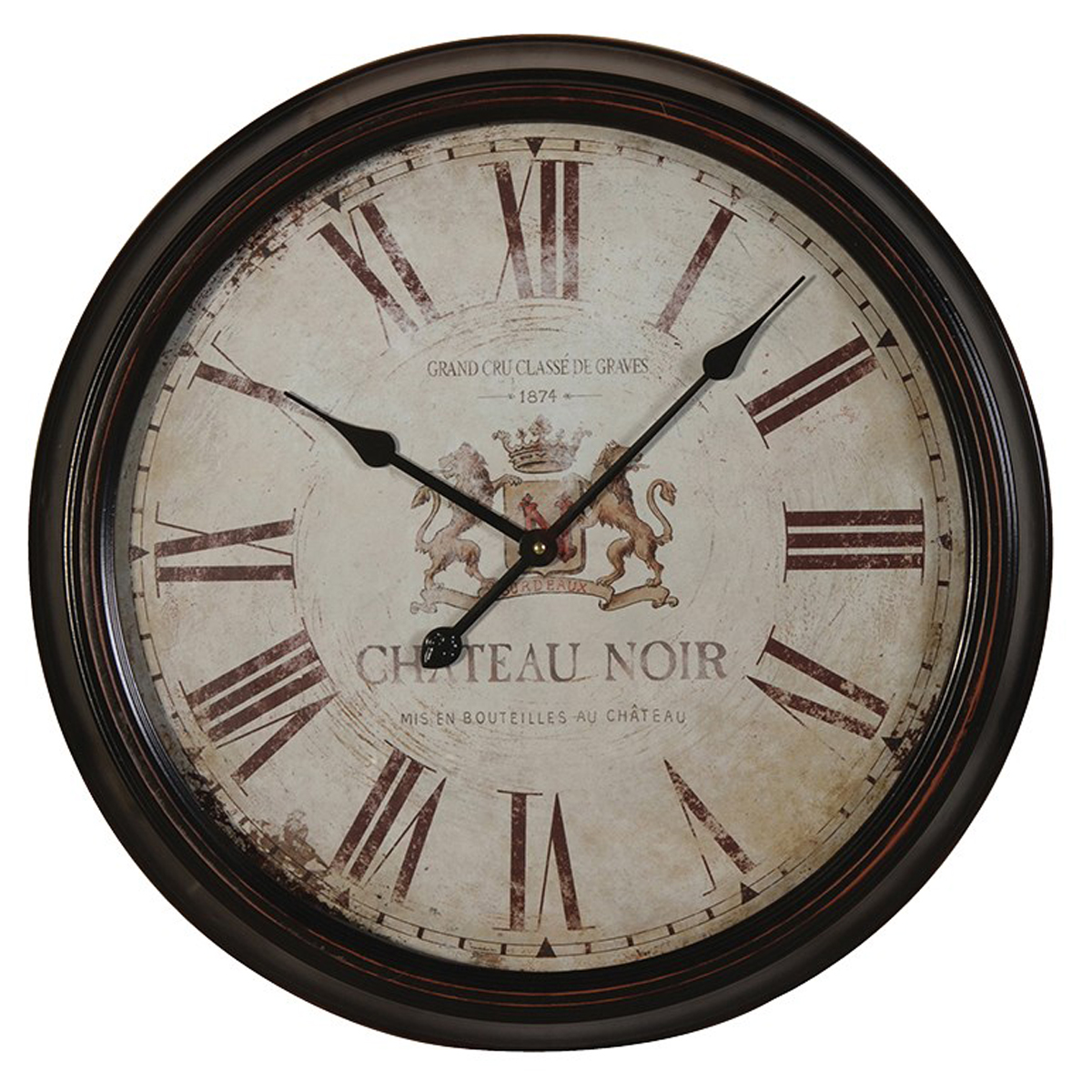 FZZ008 French Antique Style Brown Wall Clock Interior Flair