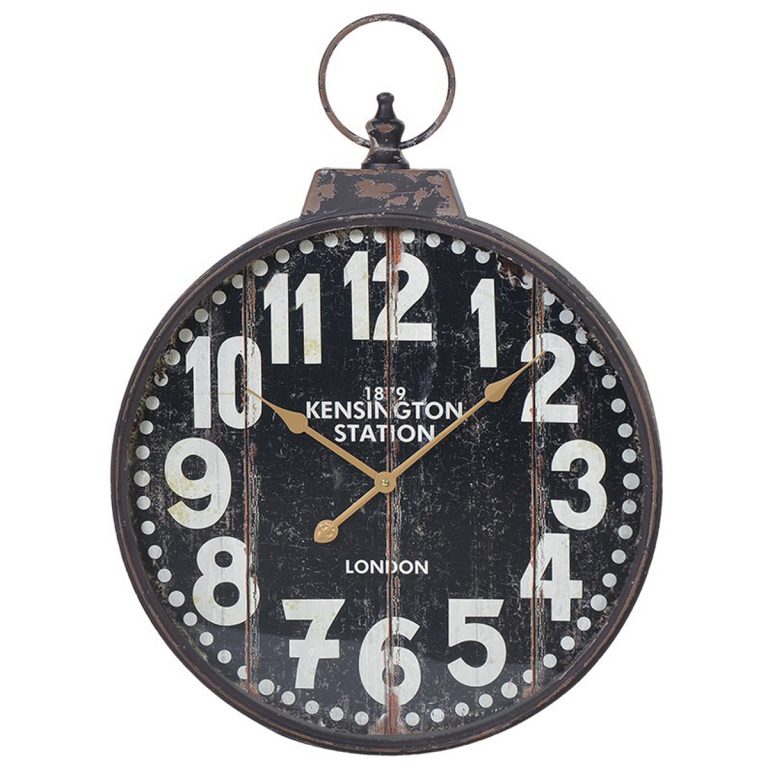 FZZ031 Large Black Pocket Watch Wall Clock Interior Flair