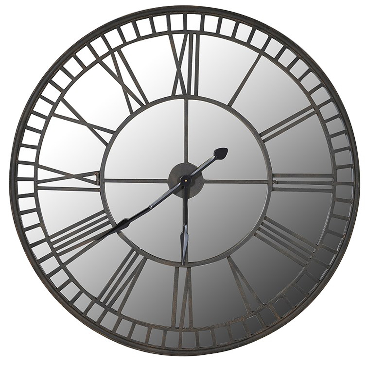 STN1099 Extra Large Mirrored Grey Wall Clock Interior Flair