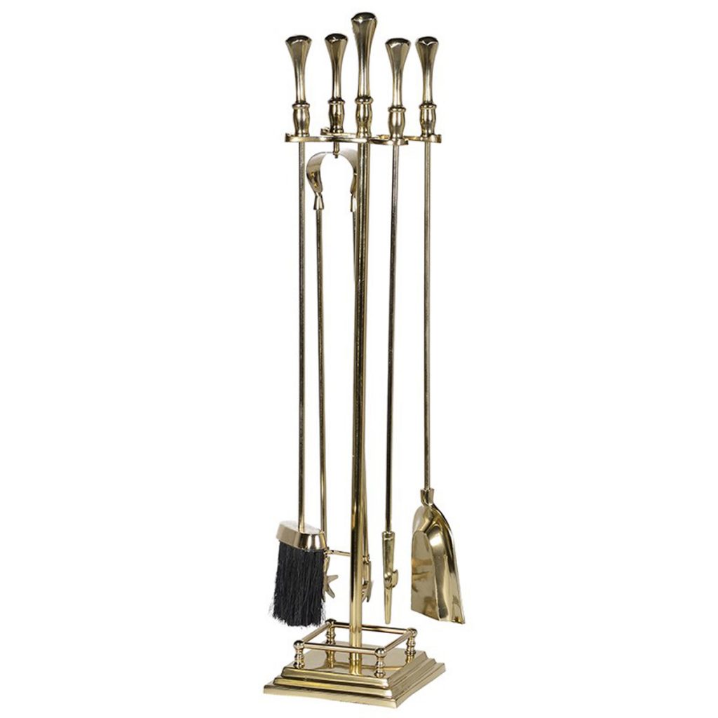 gyl003_2_Large Gold Metal Fireside Companion Set