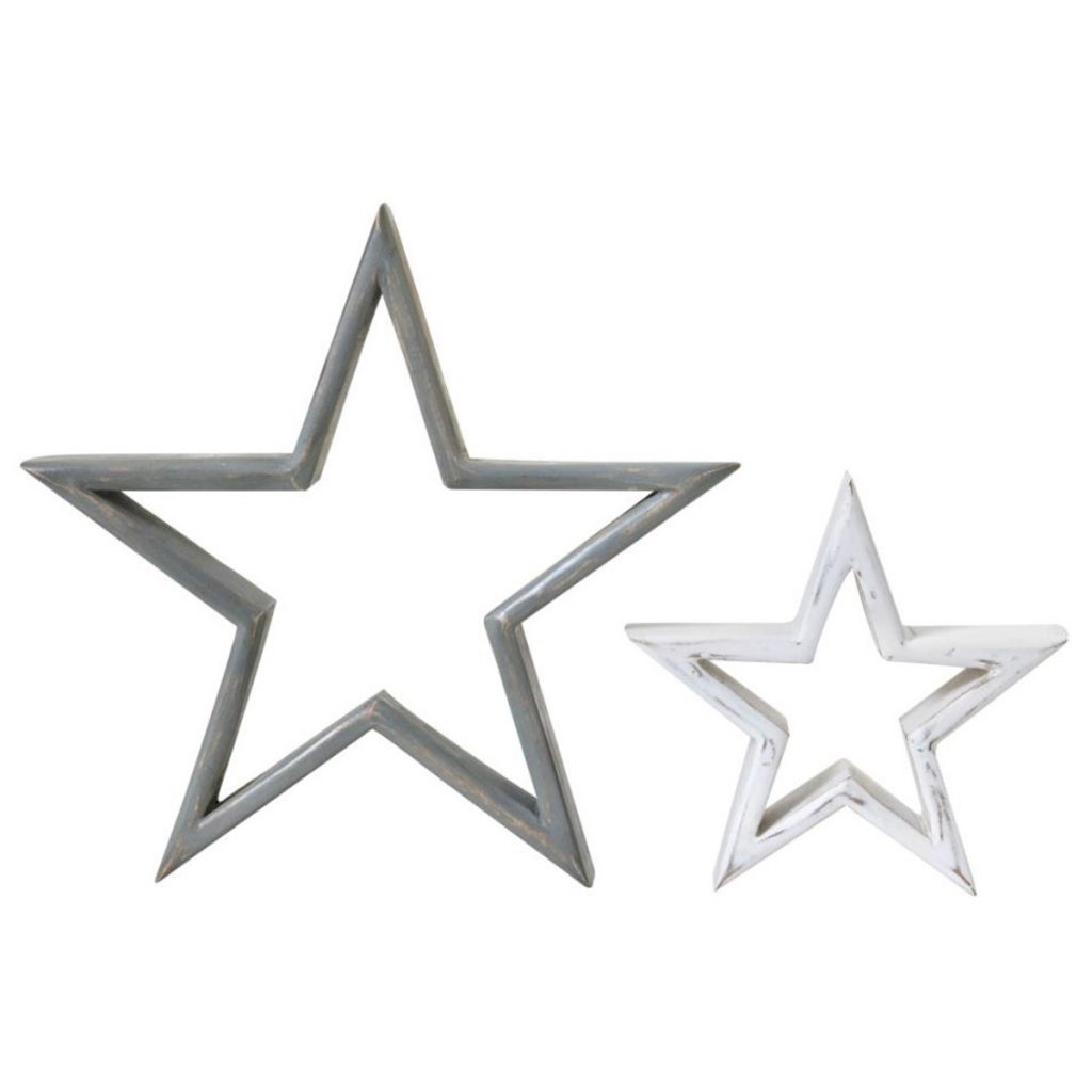10AW41 a Pair of Grey White Star Decorations