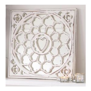 10AW59 Heart White Wooden Square Wall Panel