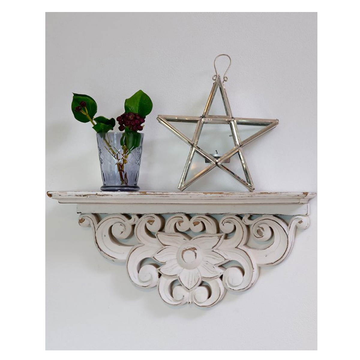 Moroccan Style Ornate White Wall Shelf Interior Flair
