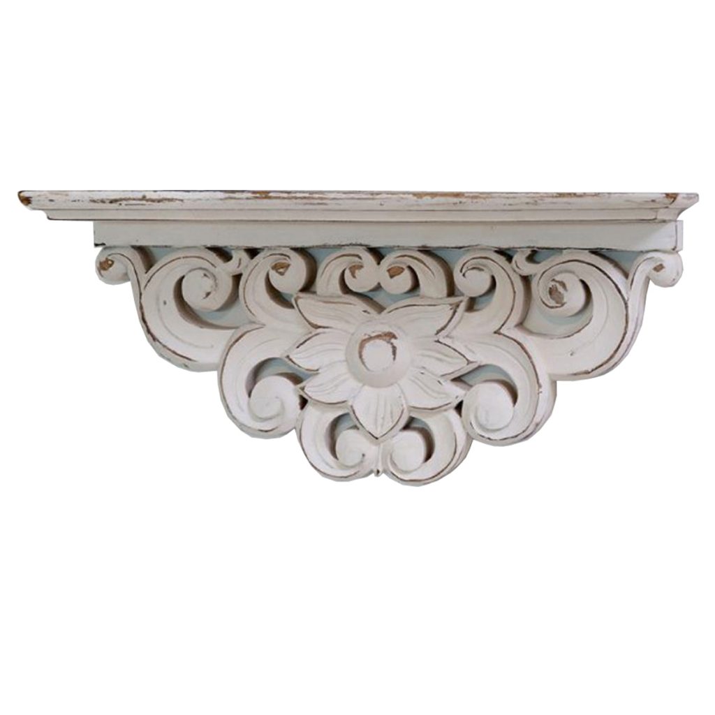11SS12 a Moroccan Style Ornate White Wall Shelf