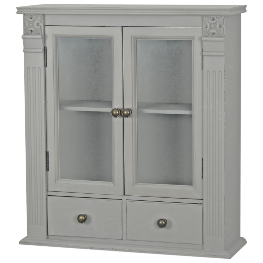 1327 Antique Grey Wood Shelf Wall Unit Interior Flair