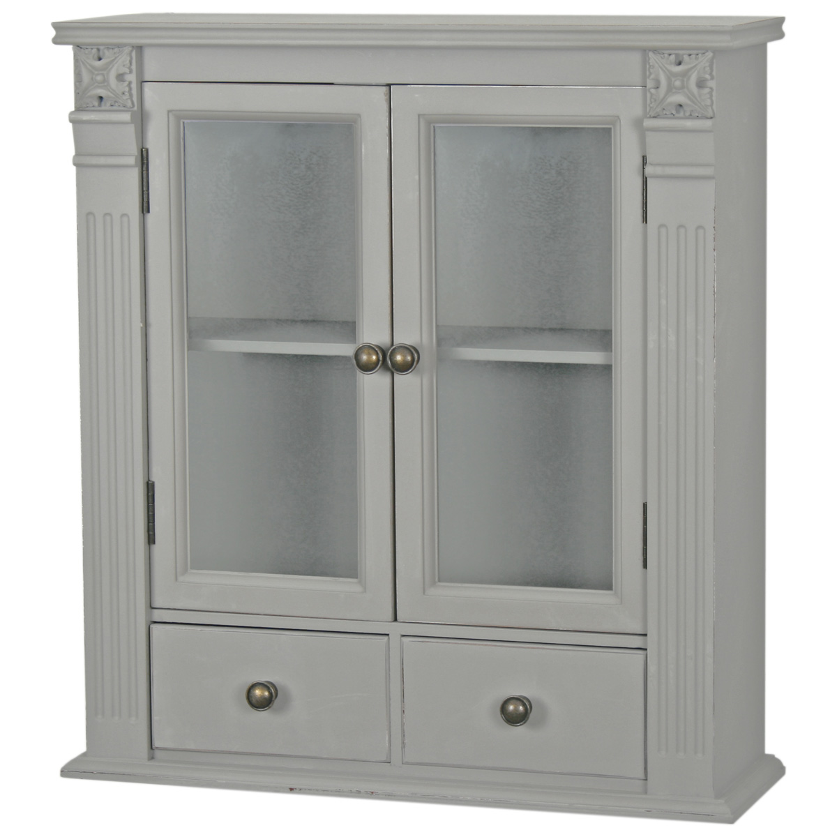 1327 Antique Grey Wood Shelf Wall Unit Interior Flair