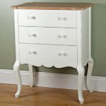 1433 Country White Brown 3 Drawers Chest