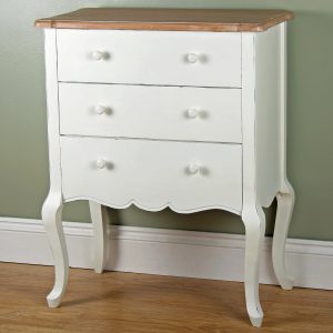 1433 Country White Brown 3 Drawers Chest