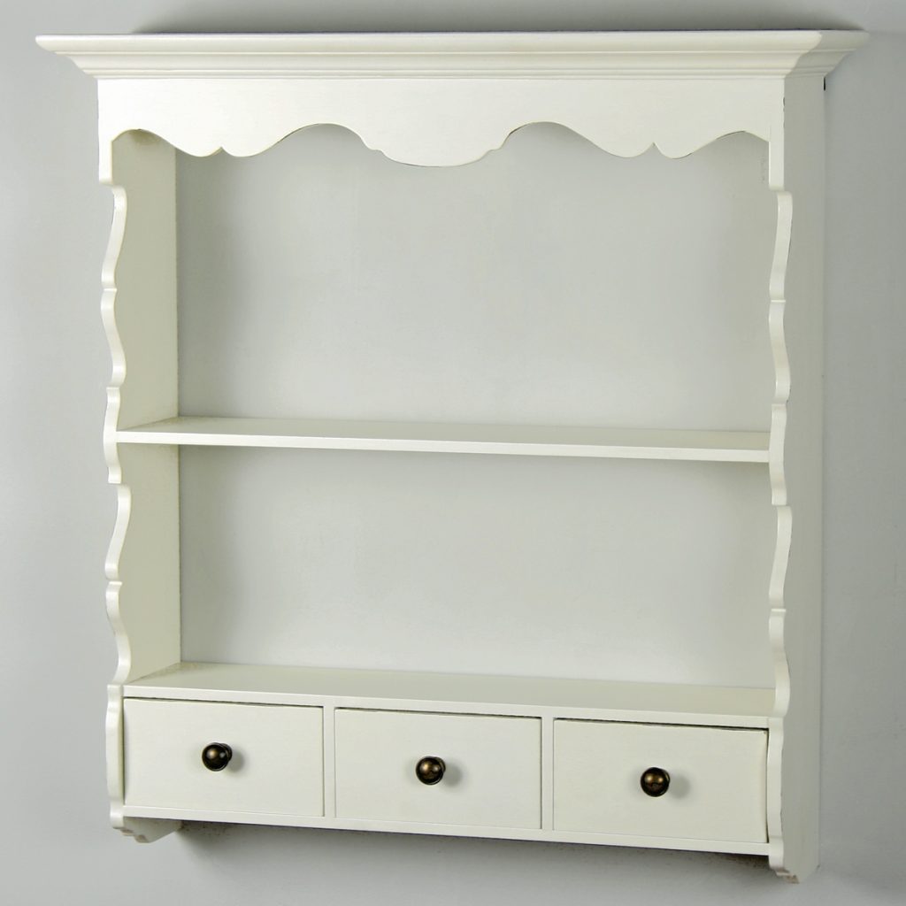 1435 Vintage Soft White Wall Shelf Unit