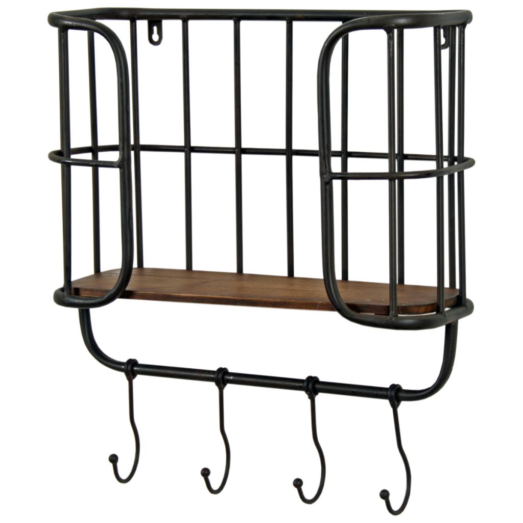 Industrial Caged Shelving Unit with Hooks 