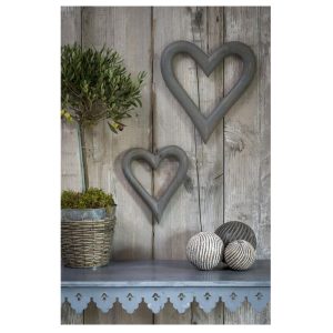 14SS35 Pair of Grey Heart Decorations