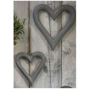 14SS35 a Pair of Grey Heart Decorations