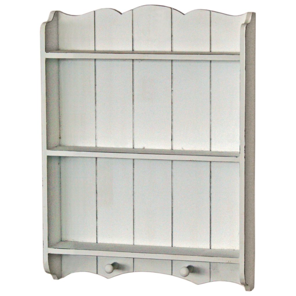 1503 Vintage Grey White Shelves with Hooks Interior Flair