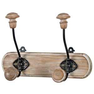 1518 Antique Style Pale Wood Coat Hooks