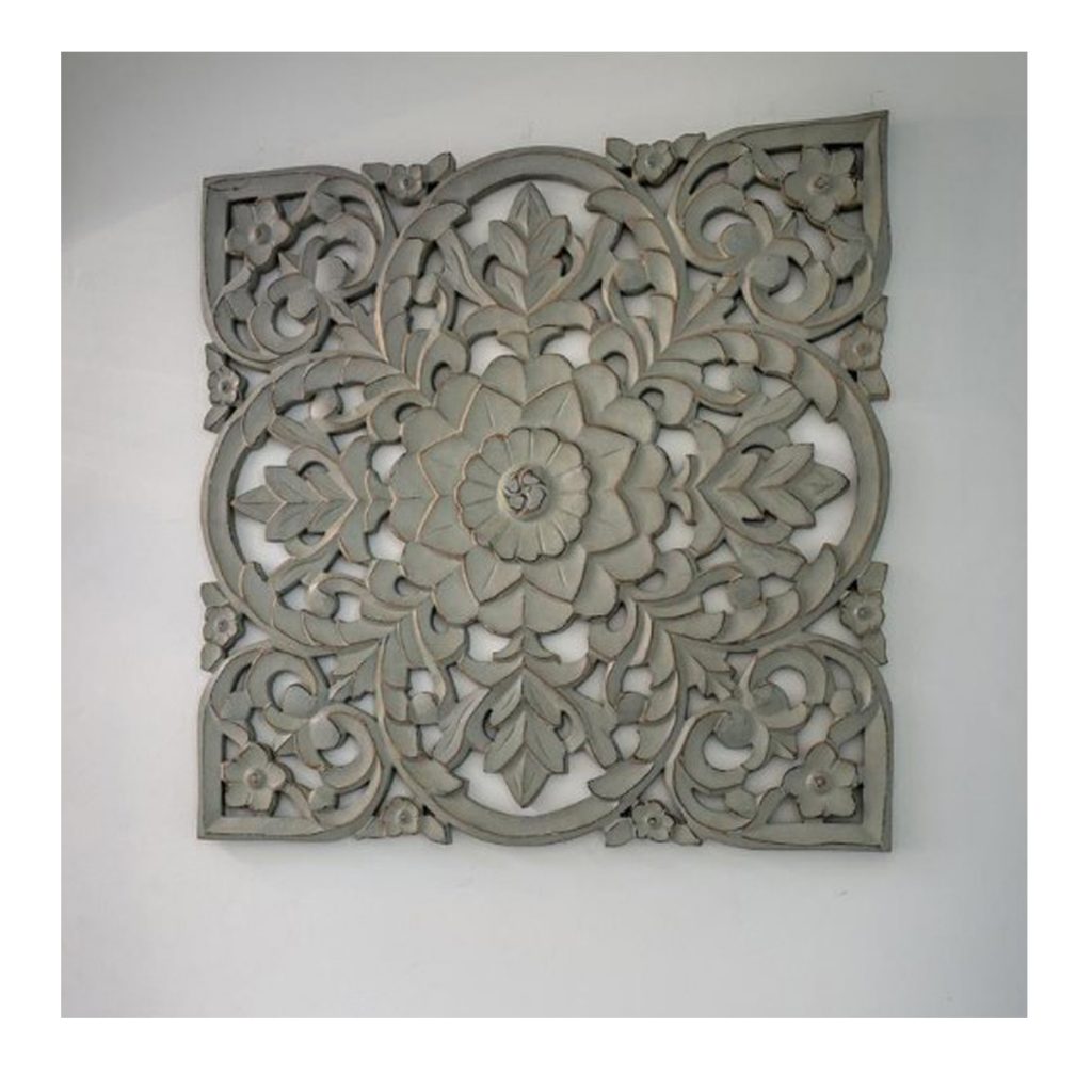 Large Ornate Grey Square Wall Panel Interior Flair