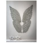 15SS70 Grey Hand Carved Wooden Angel Wings