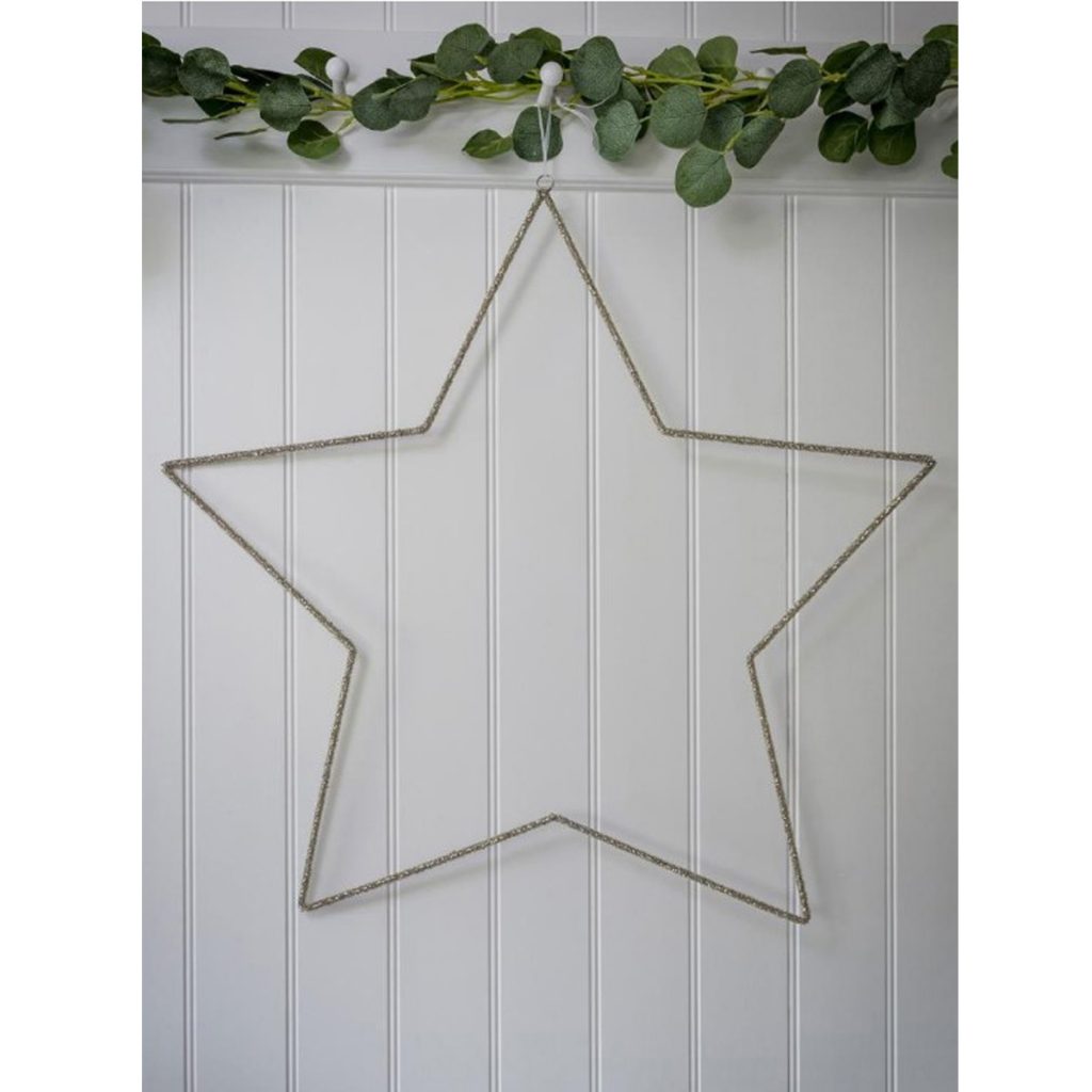 17AW02 Large Silver Grey Hand Decorated Star